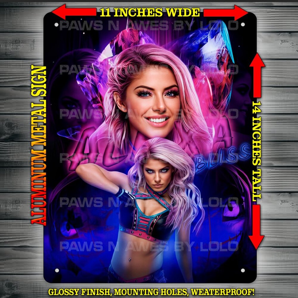 Alexa Bliss Wrestling Bad Girl Metal Sign Wall Art 11x14"